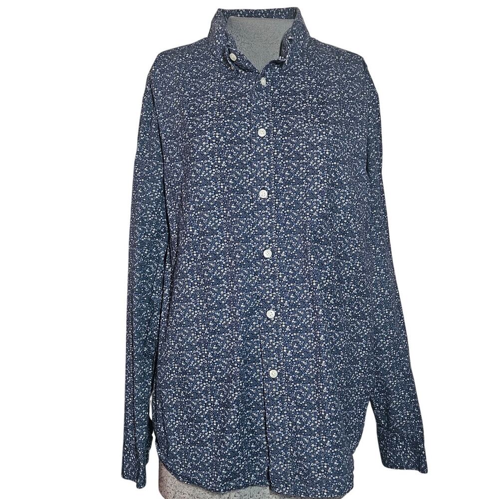 Blue Floral Cotton Blend Button Down Size XL